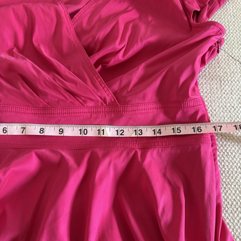 Betsey Johnson Womens Faux‎ Wrap Hot Pink Midi Dress Size 14 - Picture 12 of 13